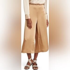 Vince Colotte Tan Satin Cropped Wide Leg High Rise Pants Size 8